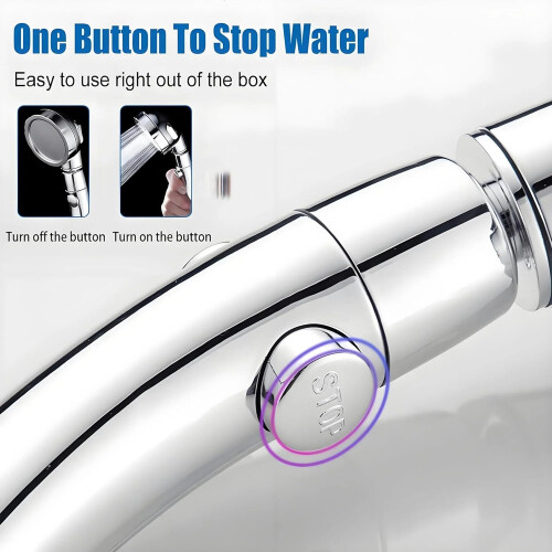 Pressure Handheld Shower Head with 3 Spray Modes and Water Saving Pause Switch, Silver 2