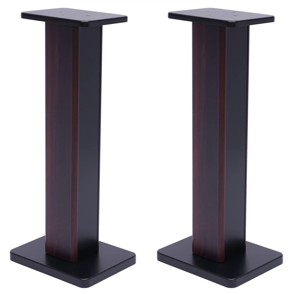 28 Inch Walnut Bookshelf Speaker Stands Pair With Vibration Reduction For Home Theater Black 9169991921914