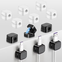12 Pack Magnetic Cable Organizer Clips Self Adhesive Desk Cord Holders for USB HDMI Audio Cables
