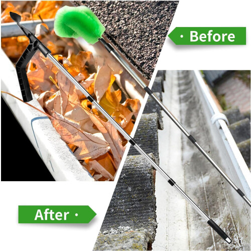 Gutter Cleaning Tools 10.5ft Adjustable Length Roof Gutter Cleaner for Leaves and Debris 2