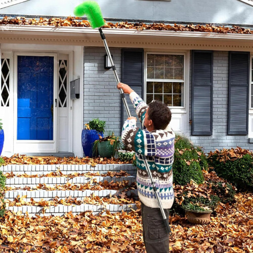Gutter Cleaning Tools 10.5ft Adjustable Length Roof Gutter Cleaner for Leaves and Debris 1