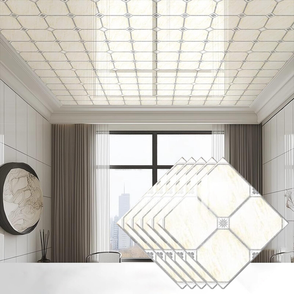 Peel And Stick Pvc Ceiling Tiles 30X30cm Beige Waterproof Self Adhesive Panels For Kitchen Office 9092120695311