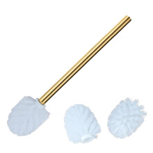 Gold Toilet Brush with 3 Replacement Heads, 360 Deep Cleaning Stainless Steel Handle for Bathroom