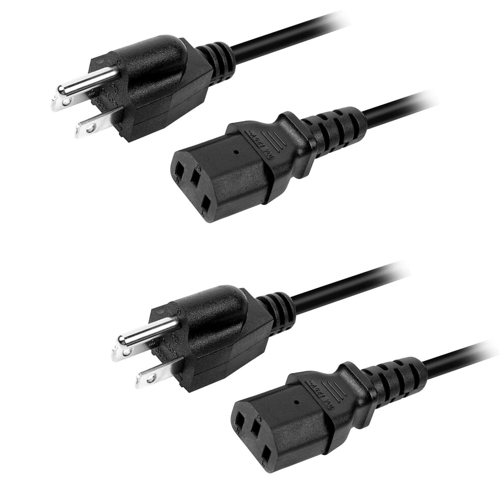 2Pack 3 Prong Ac Power Cord 1 Meter 18 Awg Ul Listed Replacement Cable For Pc Printer Monitor 9169991926261