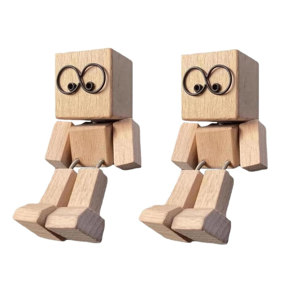 Handmade Wooden Car Dashboard Figurine With Magnetic Base And Playful Wobble Motion, 12 Expressions (2Pcs) 9169991850979