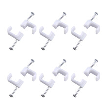 300 Pcs 6mm Flat Cable Clips with Steel Nails, Secure Wall Mounts for Single Cord Management