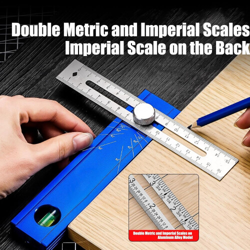 Woodworking Marking Tool with BuiltIn Bubble Level, Adjustable MultiAngle Scriber Measuring Gauge 2