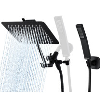 All Metal 10 Inch Dual Shower Head with Handheld Spray, Adjustable Wall Mount, Extra Long Hose