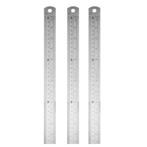 3Pcs Stainless Steel Engineering Rulers with Accurate DoubleSided Scale for Architecture and School