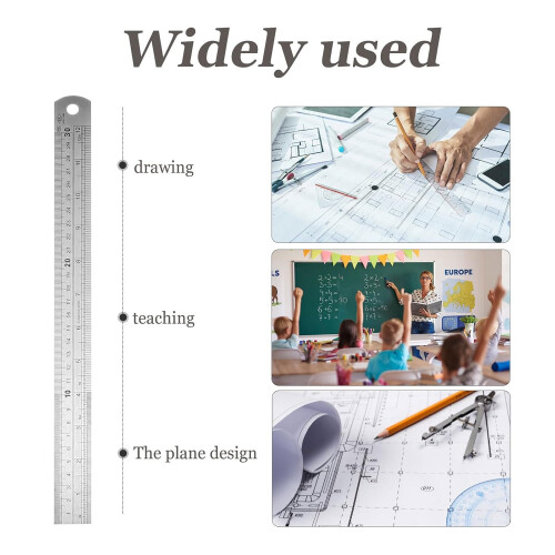 3Pcs Stainless Steel Engineering Rulers with Accurate DoubleSided Scale for Architecture and School 2