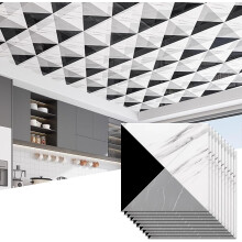 Self Adhesive Ceiling Tiles Waterproof PVC Panels Easy PeelandStick for Kitchen Living Room (10pcs)