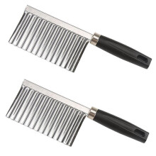Potato Slicer Stainless Steel Crinkle Cut Knife for Uniform Wave Cuts Potatoes and Vegetables 2pcs