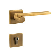 Antique Brass Bedroom Door Lock Set, Vintage Quiet Magnetic Privacy Handle for Interior Room