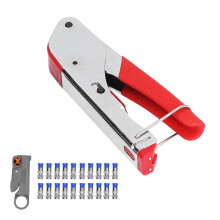 Coaxial Cable Crimping Tool and Stripper Set RG6 RG59 Dual Blade Damage Crimping with 20 F Type Connectors