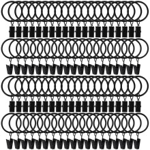 150Pcs Curtain Rings with Clips 1.26 Inch for 1 Inch Rod, Heavy Duty RustResistant Drapery Hooks