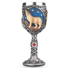 Wolf Goblet Stainless Steel 3D Wolf Head Wine Chalice with Resin for Hot and Cold Drinks Brown