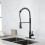 Matte Black Pull Down Kitchen Faucet with Dual Mode Spray, 360 Rotation, Solid Brass 2
