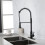 Matte Black Pull Down Kitchen Faucet with Dual Mode Spray, 360 Rotation, Solid Brass 5