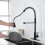 Matte Black Pull Down Kitchen Faucet with Dual Mode Spray, 360 Rotation, Solid Brass 4