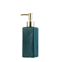 Green Glass Soap Dispenser Bottle for Bathroom or Kitchen, Refillable Rectangular Lotion Pump, Durable and Easy Pump Dispensing
