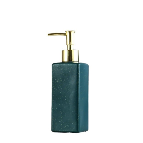 Green Glass Soap Dispenser Bottle for Bathroom or Kitchen, Refillable Rectangular Lotion Pump, Durable and Easy Pump Dispensing