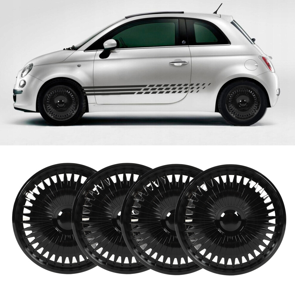 Dustproof 14In Wheel Hubcaps Sporty Abs Set Black 7055741606274