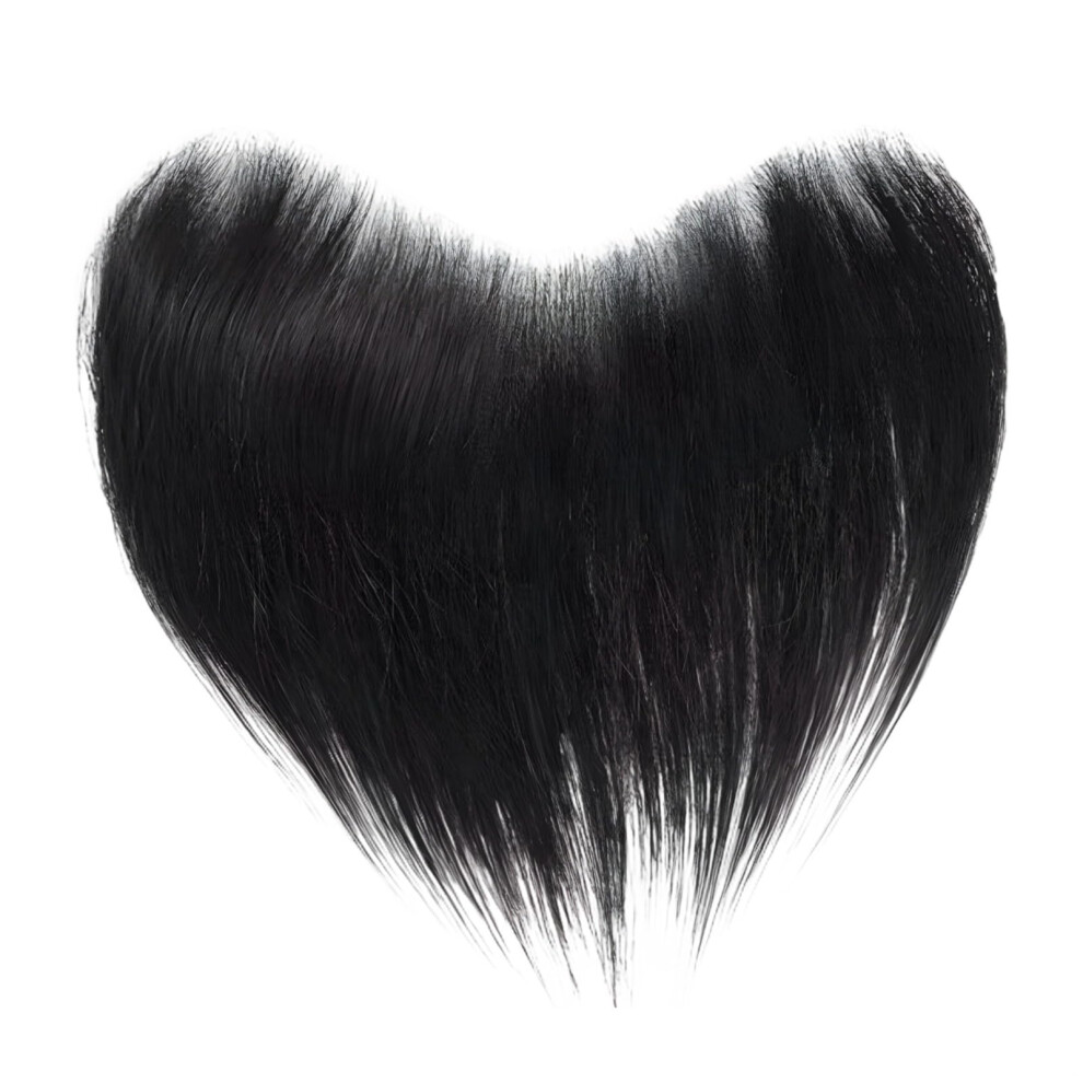 Unisex Black Men's Human Hair Toupee Natural Vshape Fringe Hairpiece For Hairline Coverage And Volume