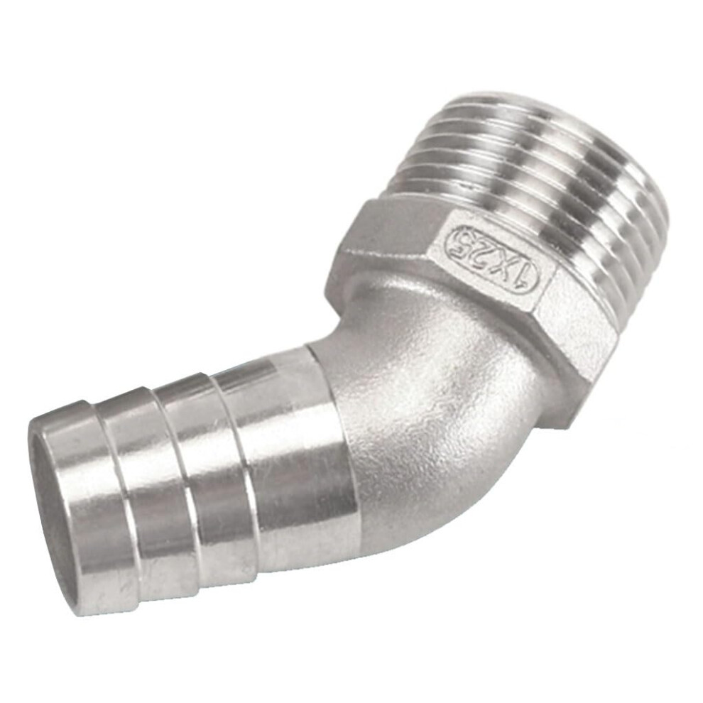304 Stainless Steel Hose Barb Elbow 45 Degree Hex Male Connector Leakproof Corrosionresistant Dn25x20mm 9169991940823