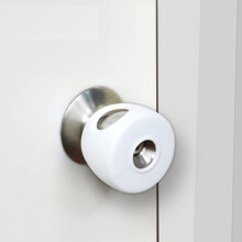 Door Knob Protector with Child Safety Cover, Impact Cushioning, Wall Damage Prevention, White