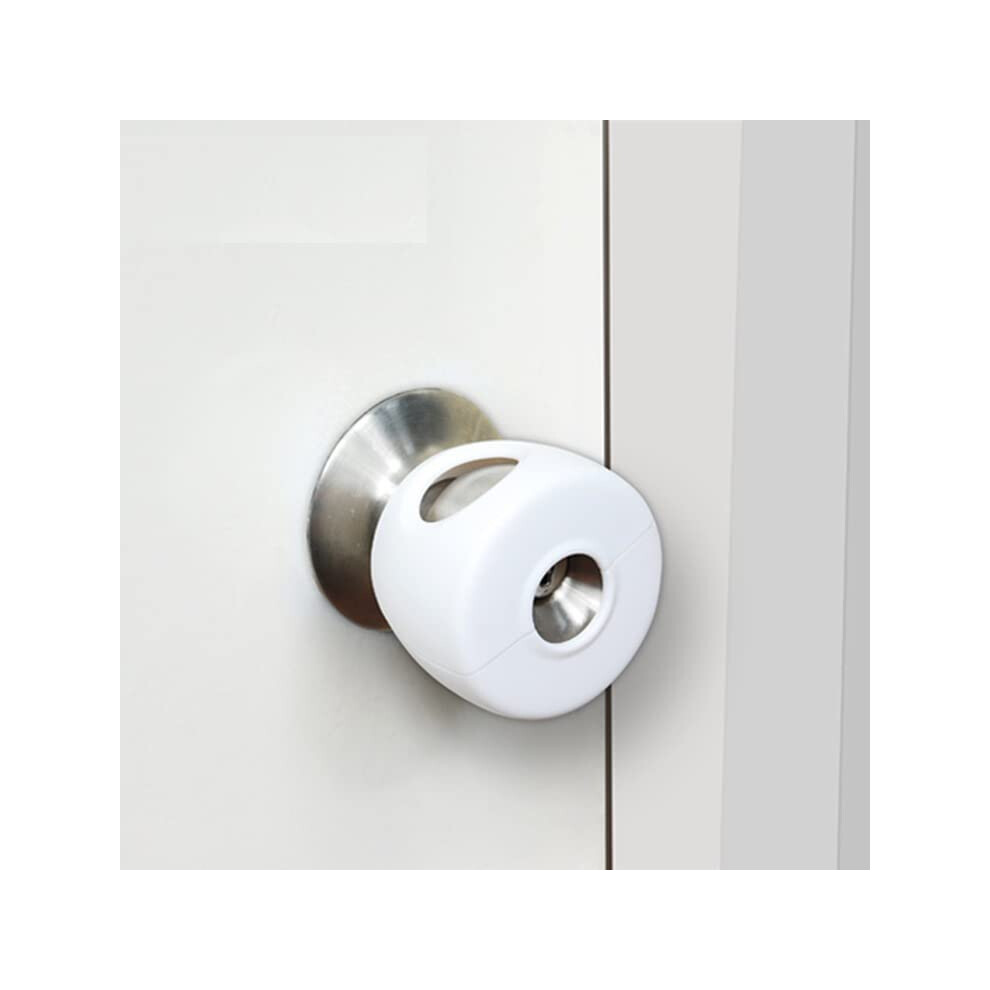 Door Knob Protector with Child Safety Cover, Impact Cushioning, Wall Damage Prevention, White