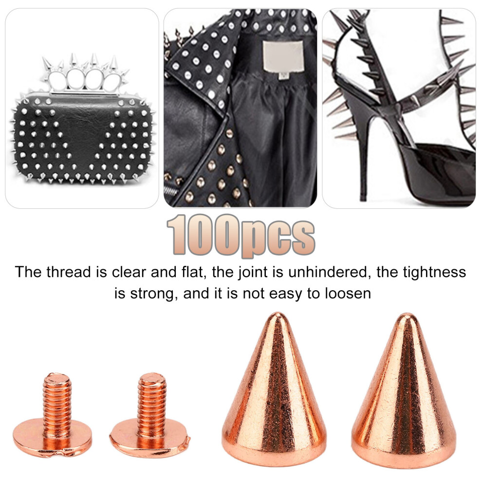 100 Rose Gold Punk Cone Spikes Studs 7790334056967