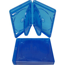 BluRay Disc Case 21mm Holds Six Discs with Clear Artwork Sleeve Blue Replacement DVD Case