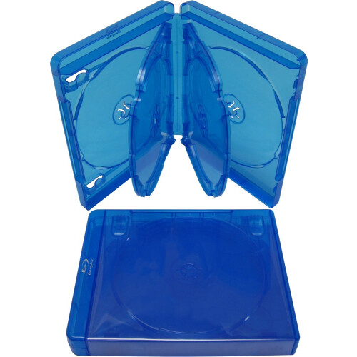 BluRay Disc Case 21mm Holds Six Discs with Clear Artwork Sleeve Blue Replacement DVD Case