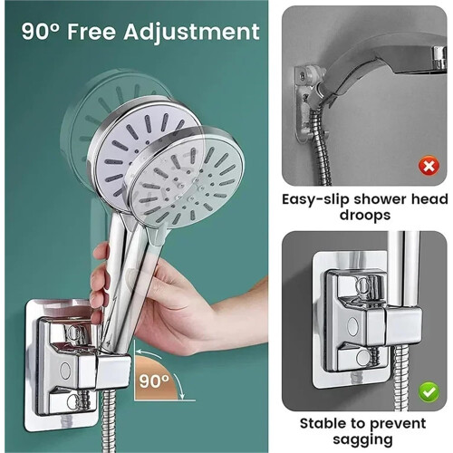 Wall Mounted Adjustable Shower Head Holder with 360 Rotation and SelfAdhesive Handheld Bracket 1