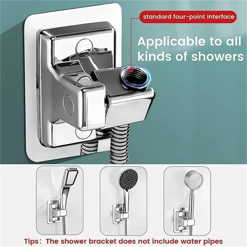Wall Mounted Adjustable Shower Head Holder with 360 Rotation and SelfAdhesive Handheld Bracket 2
