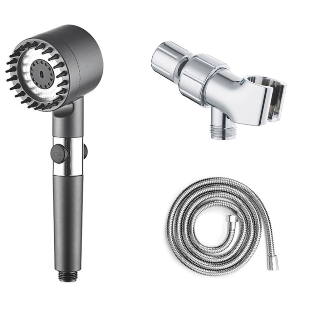 Pressure Handheld Shower Head With Hose, 3Mode Rainfall Spray And Filter For Bathroom Grey 9092120704303