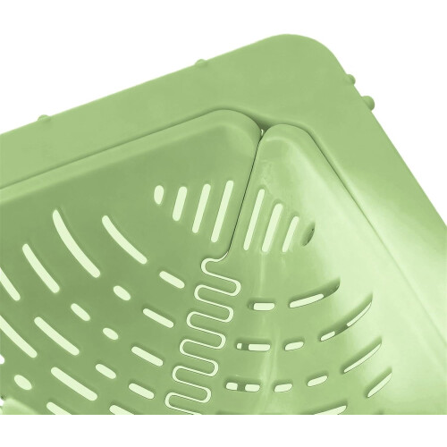 Kitchen Sink Strainer Basket, Triangular Space Saving Sink Corner Organizer with Easy Clean Handle, Green 1
