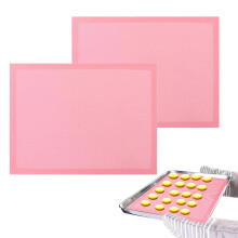 2Pcs Silicone Baking Mat Non Stick Perforated Reusable for Oven Grill Microwave 15.7x11.8 Pink