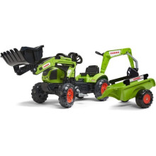 Claas Backhoe Loader - FALK - Steering Wheel, Excavator and Trailer - Made in France - 60% recycled plastic - From 2 years old