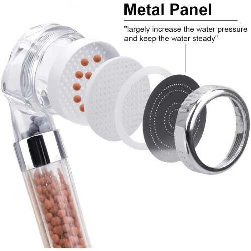 Pressure Shower Head with Anion Filter Energy Saving Design Easy Installation White 2