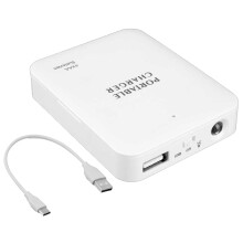Portable AA Battery Charger White Cordless Power Unit with USBC and LED Light for Travel