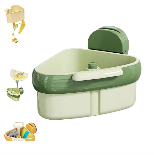 Hands Sink Strainer Basket with Suction Cup Kitchen Organizer, Green Mesh, SpaceSaving Design