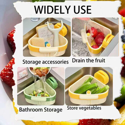 Hands Sink Strainer Basket with Suction Cup Kitchen Organizer, Green Mesh, SpaceSaving Design 1