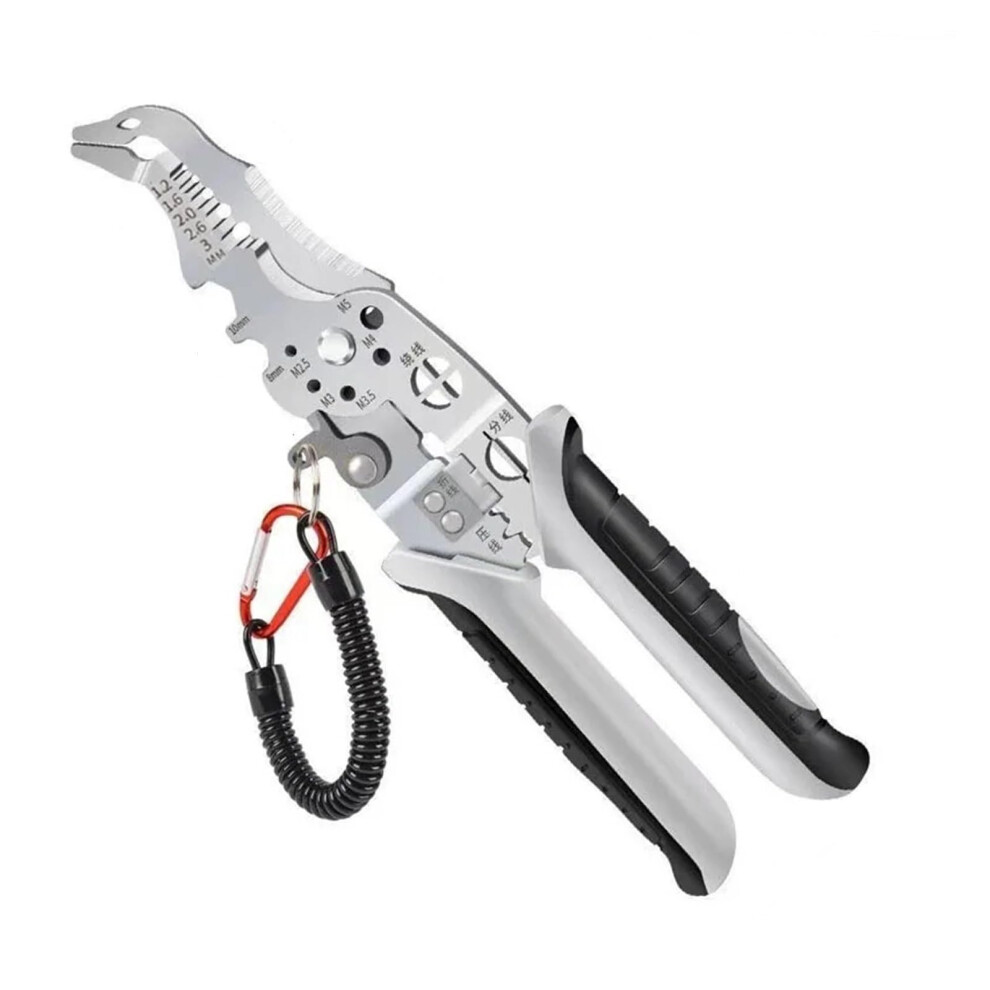 Wire Stripper Pliers With Electrical Crimping Tool, Multifunction Cutter Bent Nose Design Grey 9174973804079