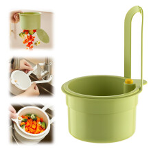 Kitchen Sink Strainer Basket with SelfCleaning Touch Release, Hanging Corner Trash Catcher Green