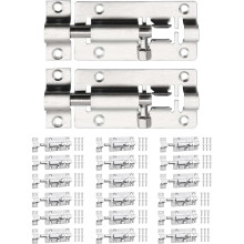 20 Pack Stainless Steel Barrel Bolt Lock 3 Inch Heavy Duty Sliding Door Latch with Screws