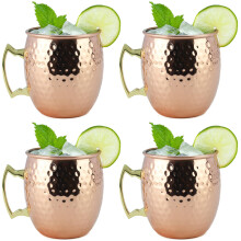 Moscow Mule Mugs Set of 4, 20oz Large Hammered Copper Cups, FoodGrade Stainless Steel Gift Set