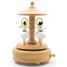 Wooden Ballerina Music Box with Rotating Dancers and Soothing Melody for Elegant Home Décor