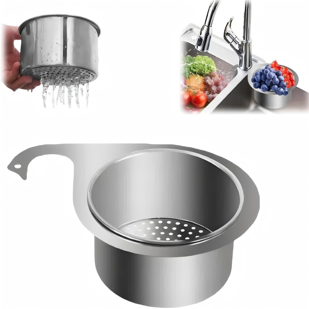 304 Stainless Steel Kitchen Sink Strainer Basket, Spacesaving Corner Design For Fruits And Vegetables 9092120715422