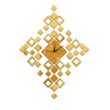 Modern Large 3D Mirror Wall Clock with Numbers, Gold DIY Frameless Design for Living Room Decor